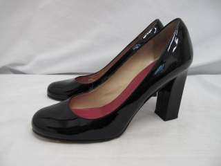 Kate Spade Black Patent Leather Round Toe Chunky Heel Pumps 8.5 B 