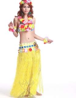 C208 Halloween Christmas Hawaiian hula Dance Costume grass skirt 6 