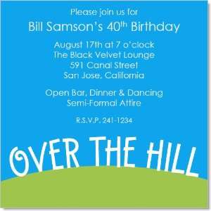  Over The Hill Blue And Green Birthday Party Invitations 