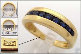 v2672 18K SOLID YELLOW GOLD BAND RING GENUINE SAPPHIRE  