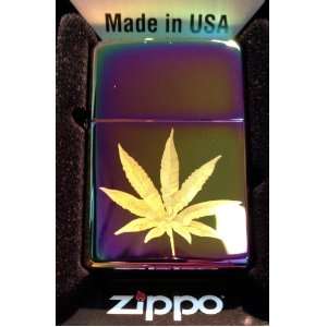 Zippo Custom Lighter   Marijuana Pot Weed Ganja Leaf Logo High Polish 