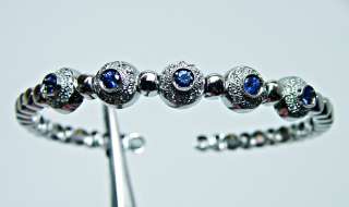 Alan Friedman 18K White Gold Sapphire Diamond Bracelet Estate Jewelry 