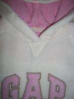 Girls Gap Ivory Pink Logo Fleece Hoodie 10 *  