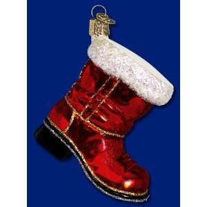  Mercks Old World Christmas Santa Claus red boot glass 
