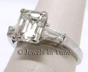 Ladies 1.48 CT Emerald Cut Diamond Platinum Ring GIA  