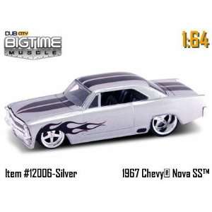   64 BIG TIME MUSCLE 1967 Chevy Nova SS BLACK WITH FLAMES Toys & Games