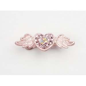  Crystal Angel Heart   Baby Girl & Toddler Hair Clip   Pink Baby