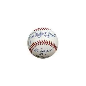 Jim MudCat Grant Stat Ball Autographed 