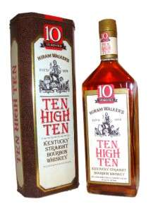 Hiram Walkers Ten High Ten Bourbon Whiskey w/tin RARE  