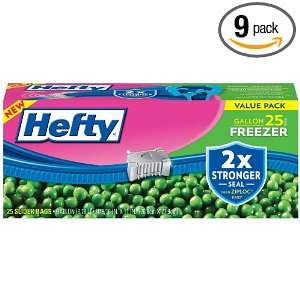 Hefty One Zip Value Pack Gallon Freezer Bags, 25 Count Boxes (Pack of 