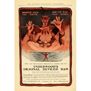 1907 Ad Wm. Underwood Co. Deviled Ham Preserved Food   Original Print 