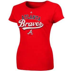 Atlanta Braves Red Womens The Essentials T Shirt  Sports 