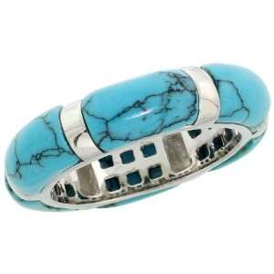 Sterling Silver Domed Band Ring w/ synthetic Turquoise Inlay, 3/16 