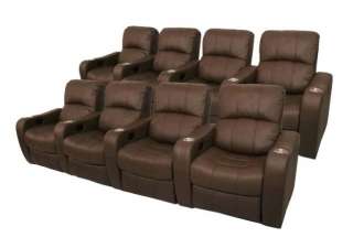 NEWPORT Home Theater Seating 8 Brown Power Recliner Chairs  