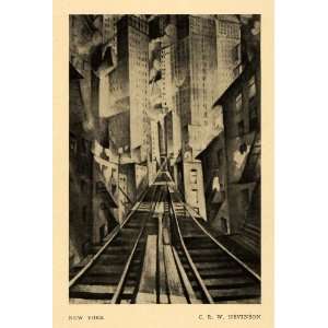  1920 Print New York Nevinson Railroad Tracks Buildings 