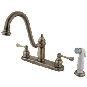   Orleans Two Handle 8 Kitchen Faucet with Non Metallic Sprayer, Vint