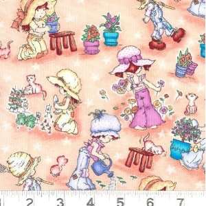   Pals Gardening Girls Peach Fabric By The Yard Arts, Crafts & Sewing