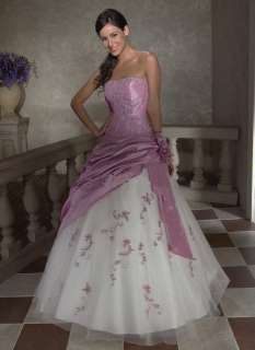Purple+White wedding dresses bridesmaid evening/prom dresses 6 8 10 12 