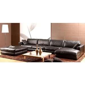  Modern Leather Four Piece Sectional Sofa