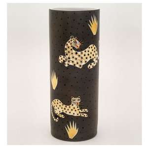  Waylande Gregory Leopard Brown Vase (12 x 4.5)