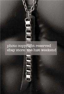 JIM 24 silver chain necklace leather dog tag men e7  