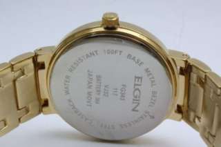 New Elgin Men Diamond Collection Stainless Steel Gold Date Watch 38mm 