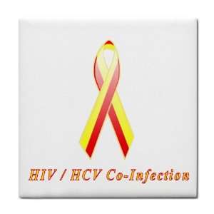  HIV / HCV Co Infection Awareness Ribbon Tile Trivet 