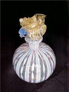 Murano VENETIAN GLASS PERFUME BOTTLE BY ZANFIRICO LATTICINO OF ITALY 