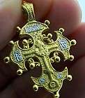 Russian Gold Sterling Silver 3 Bar Orthodox Lobed Cross