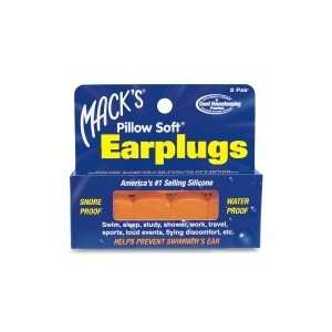  Macks Pillow Soft Silicone Earplugs, Hot Orange 2 PR 