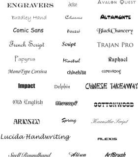   sample fonts you can choose from or if you would like to use something