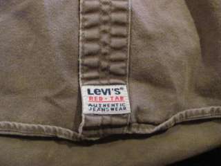   Military Green RED TAB Metal Jeans BUTTONS Shirt EXCELLENT  
