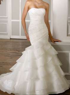 Ivory / White Organza Mermaid Beach Wedding Dress Bridal Gown Lace up 
