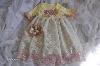 Lemon Meringue~French Lace Dress & Headband 4 Reborn Baby Doll  