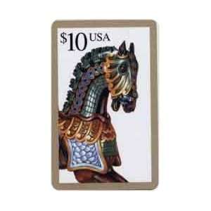   Card $10. Carousel Horse 1995 U.S. Postal Service Christmas Trial