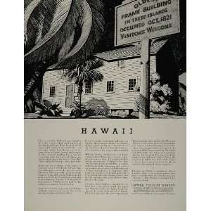  1934 Ad Hawaii Oldest Frame Mission House Building 