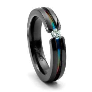  Black Titanium & Diamond Stackable Ring by Edward Mirell Jewelry