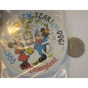  Disney Vintage Mickey Mouse New Years 1988 Button 