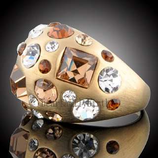 Noblest GOLD GP multi  Swarovski crystals ring R432  