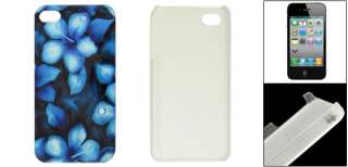 Blue Flower Print IMD Protective Hard Back Case Shell for iPhone 4 4G 