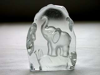 Beautiful Sweden Art Glass Elephant Paperweight  
