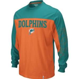  Reebok Miami Dolphins Long Sleeve Arena T Shirt   Nfl 