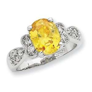  Yellow Clear CZ Ring in Sterling Silver Jewelry