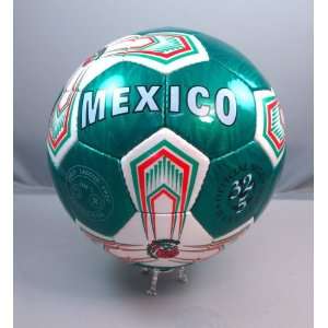 Handsewn Futbol Soccer Ball   Green & White   Mexico Design  