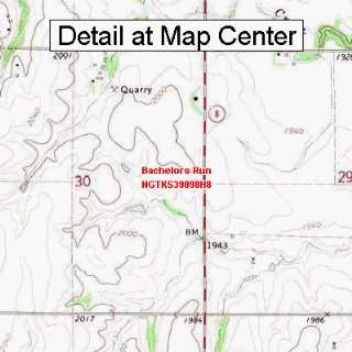  USGS Topographic Quadrangle Map   Bachelors Run, Kansas 