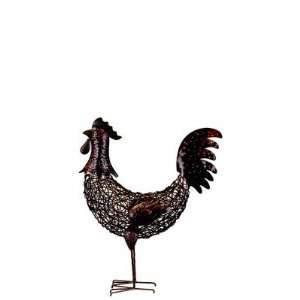  23 Brown Metal Rooster Statue in Copper