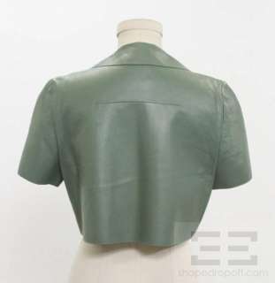 Marni Green Lamb Leather Short Sleeve Cropped Jacket Size 40  