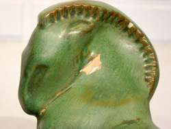   FRANKOMA POTTERY Horse CHARGER BOOKEND Early 1930s Mark / ADA CLAY