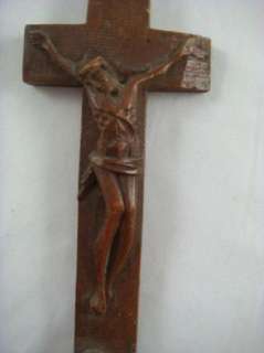   Carved German Reliquary Crucifix INRI Holy Mother & Jesus  