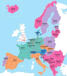 to shipment the map below shows the zones in europe